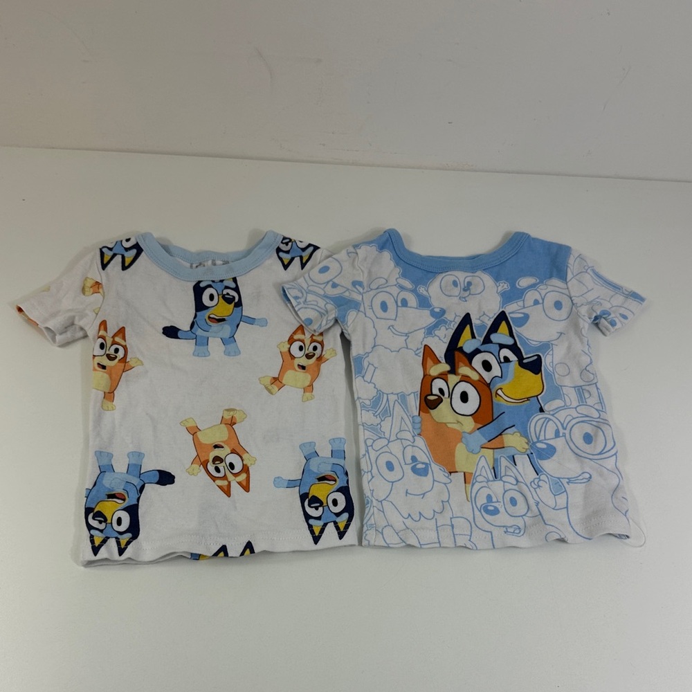 Kids Short Sleeve Bluey Tee Set- Blue & White size 2T cute sleepwear shortsleeve